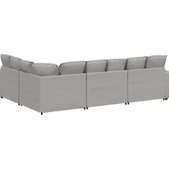 vidaXL Modulaire bank met kussens stof wolk grijs