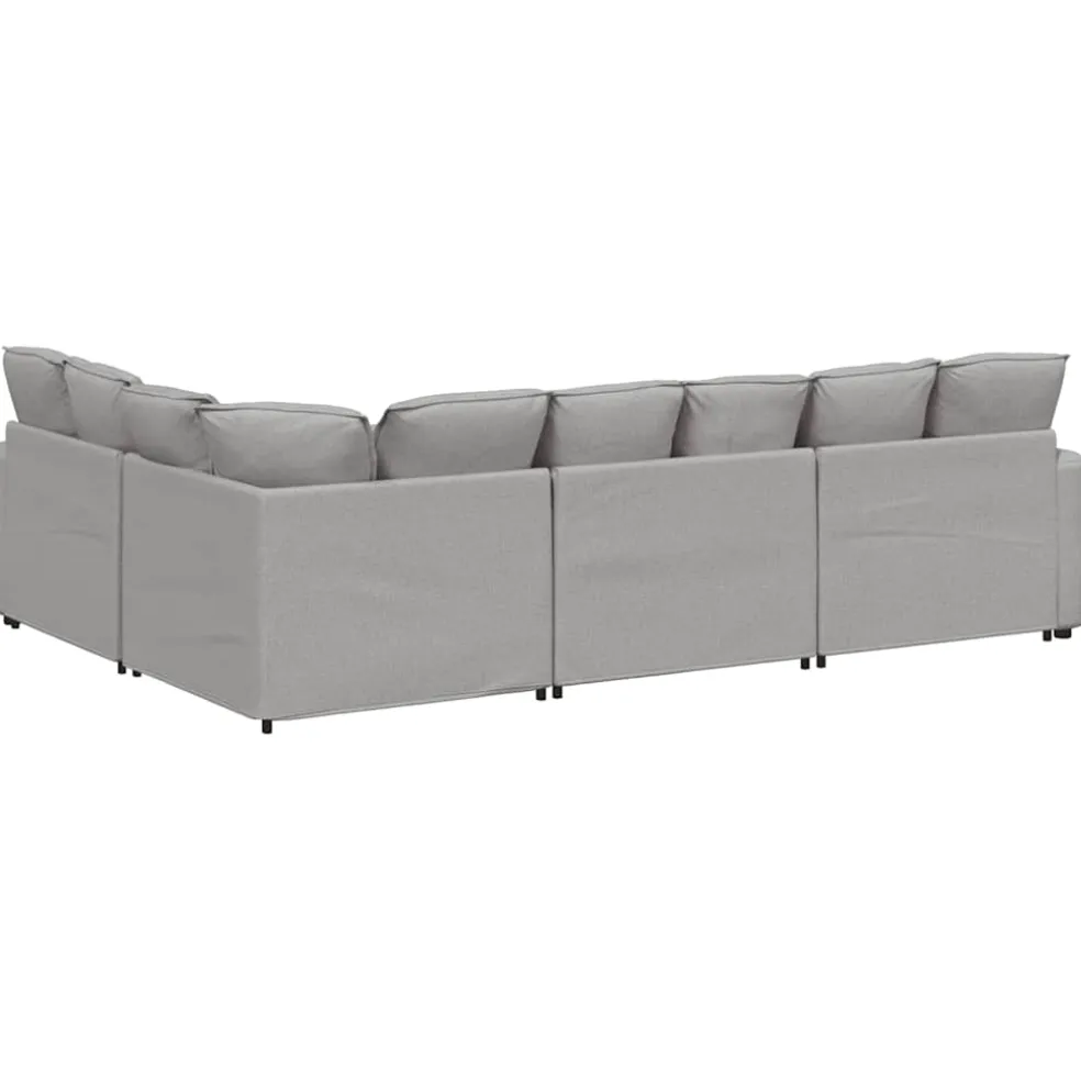 vidaXL Modulaire bank met kussens stof wolk grijs