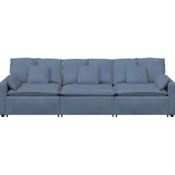 vidaXL Modulaire bank met kussens blauw