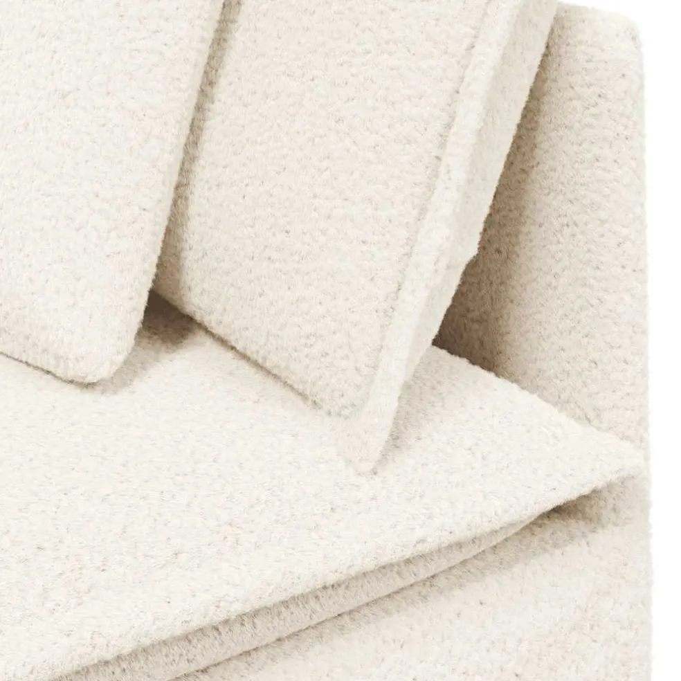 vidaXL Modulaire bank met kussens gekrulde wolachtige stof crème