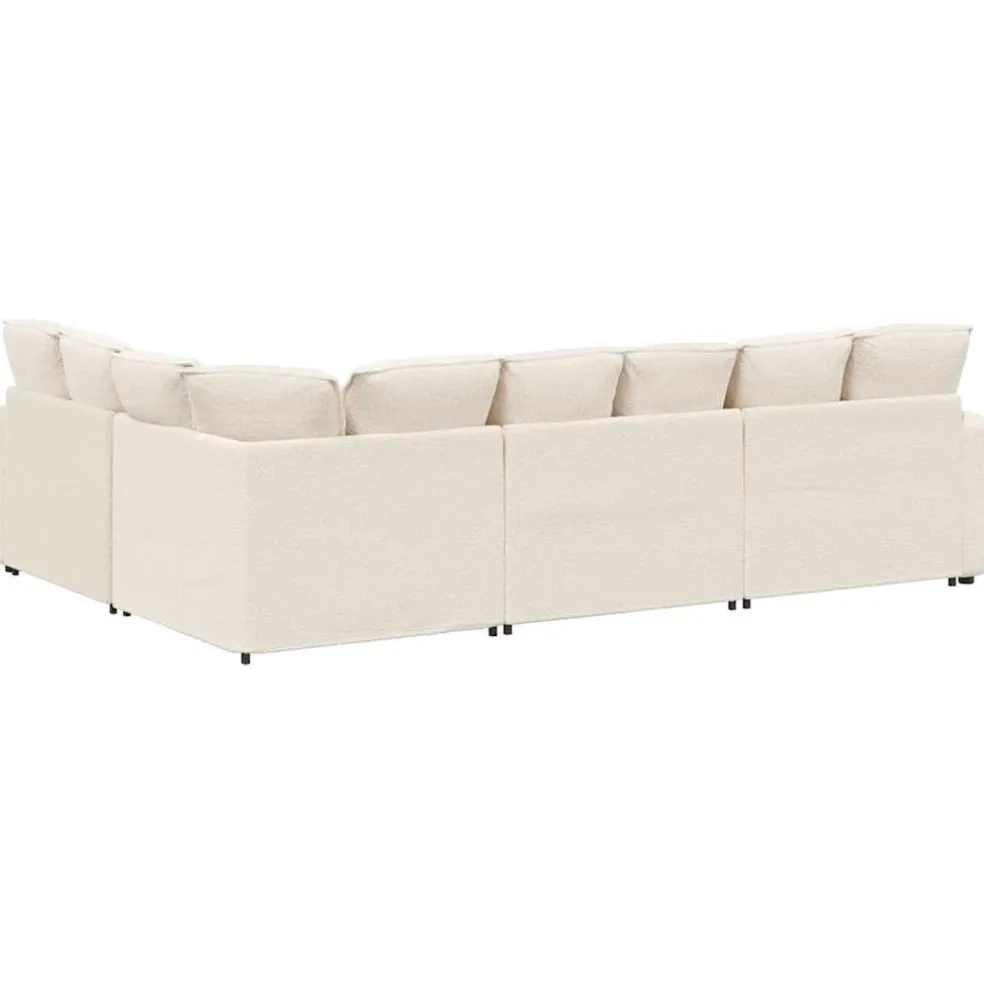 vidaXL Modulaire bank met kussens gekrulde wolachtige stof crème