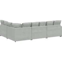 vidaXL Modulaire bank met kussens fluweel lichtgrijs