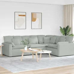 vidaXL Modulaire bank met kussens fluweel lichtgrijs