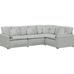 vidaXL Modulaire bank met kussens fluweel lichtgrijs