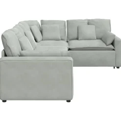 vidaXL Modulaire bank met kussens fluweel lichtgrijs