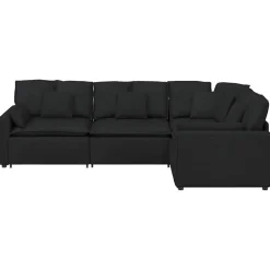 vidaXL Modulaire bank met kussens stof zwart