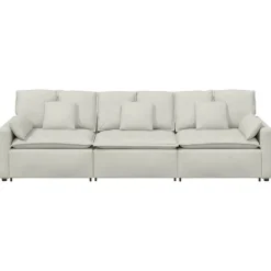 vidaXL Modulaire bank met kussens crèmekleurig