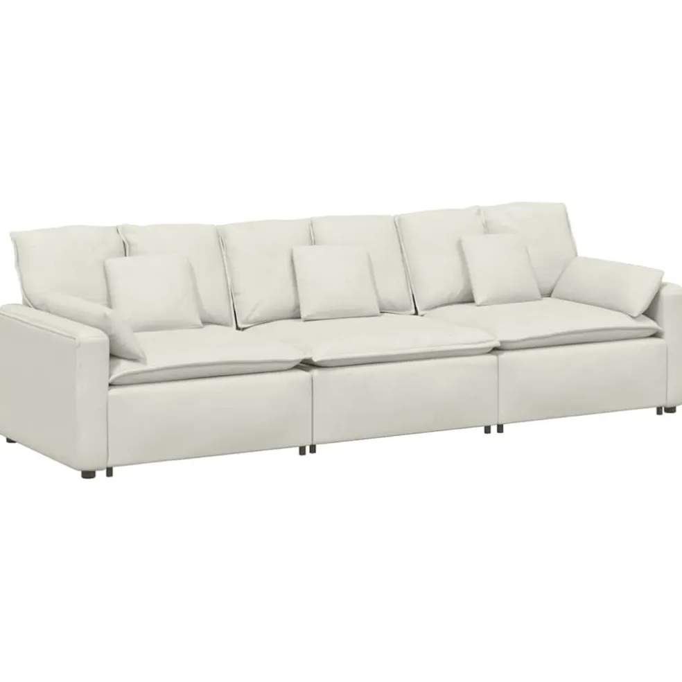 vidaXL Modulaire bank met kussens crèmekleurig