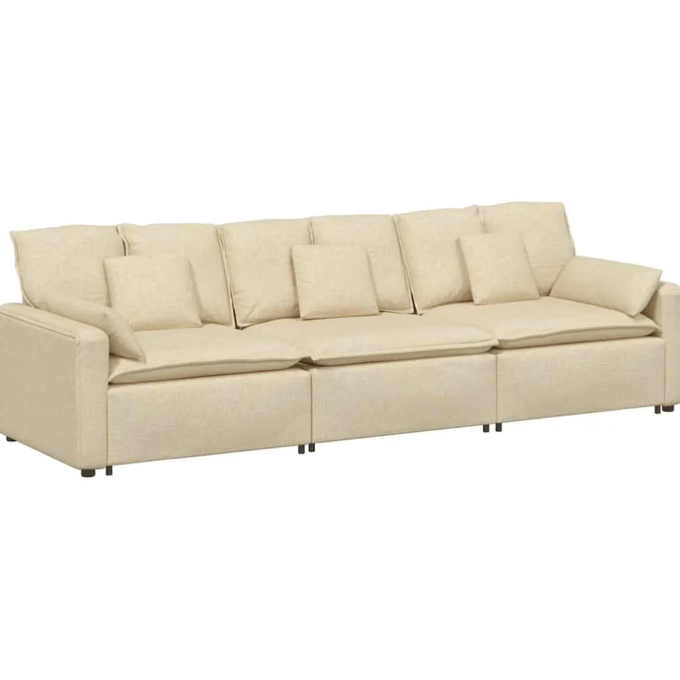 vidaXL Modulaire bank met kussens crèmekleurig