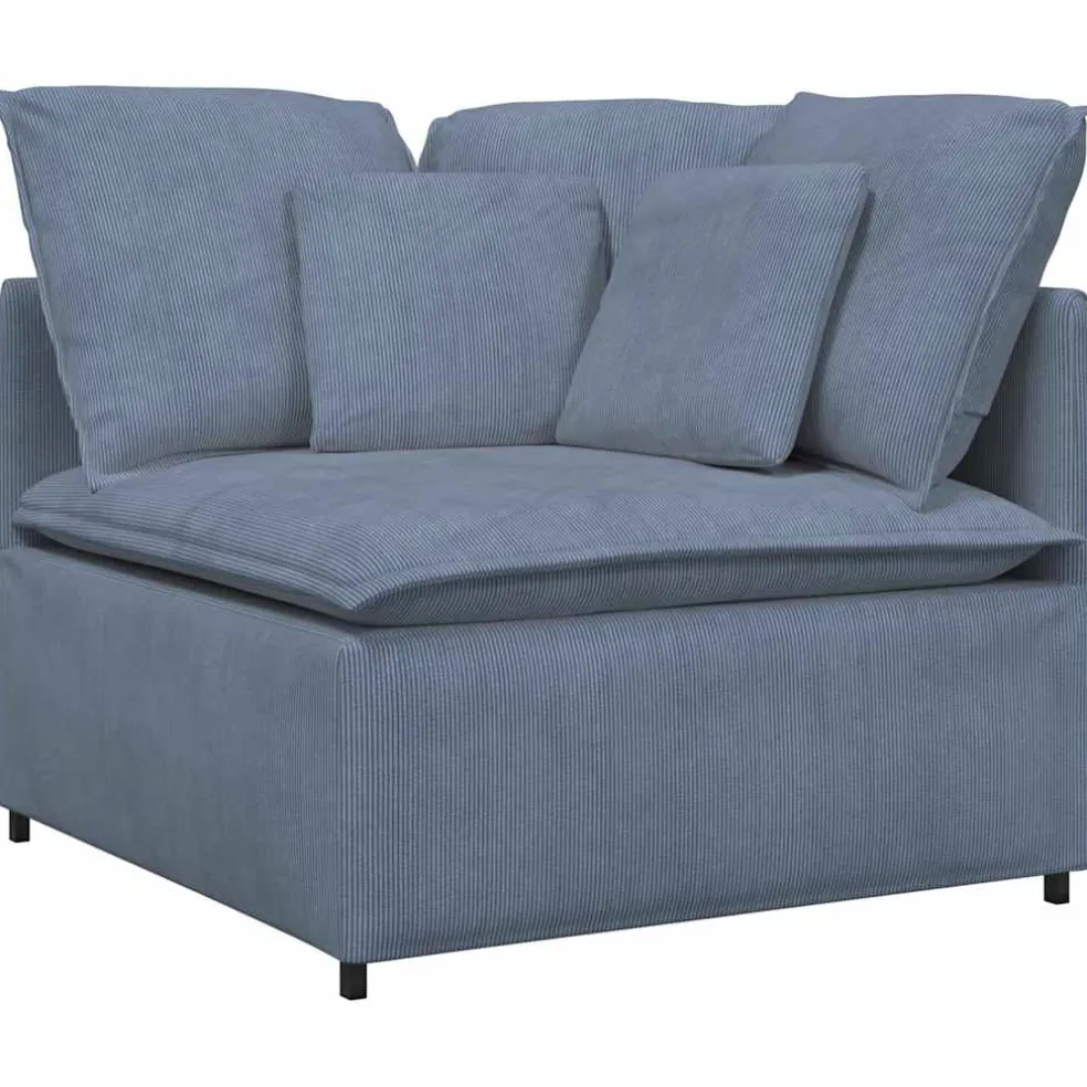 vidaXL Modulaire bank met kussens corduroy stof blauw