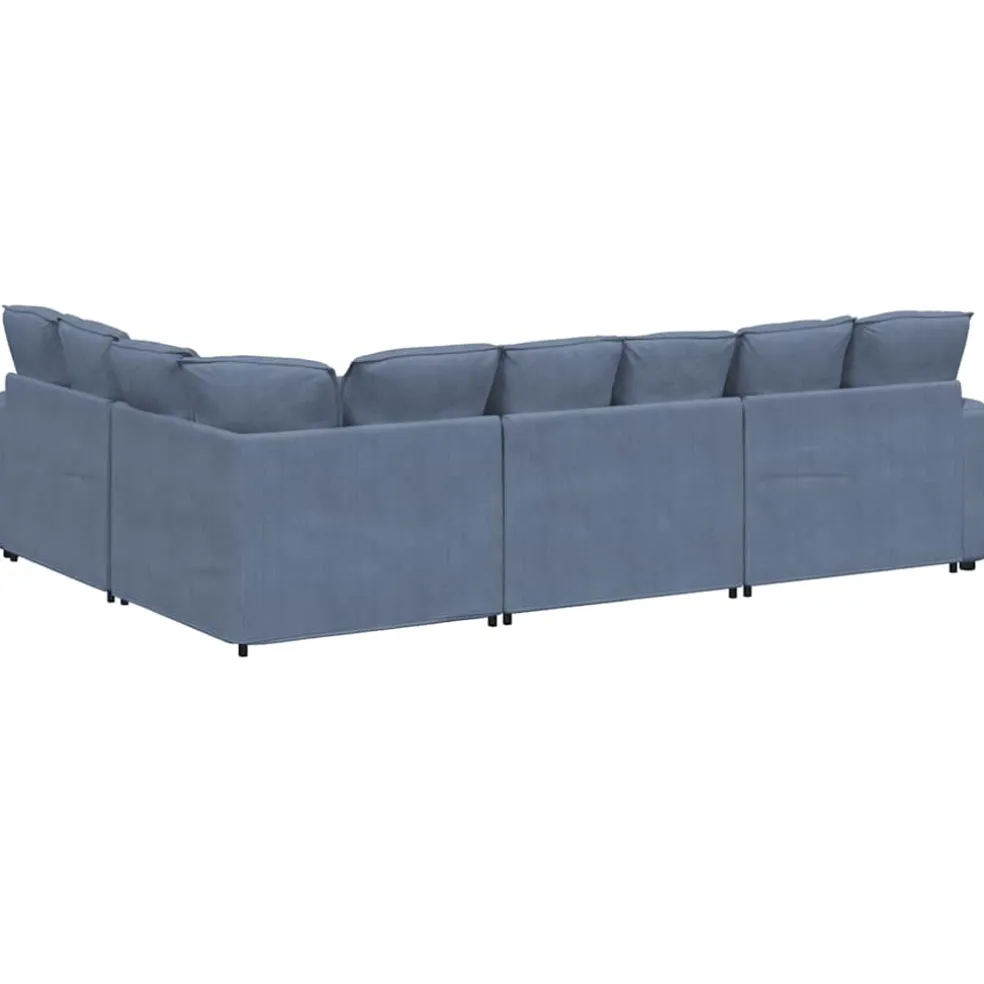 vidaXL Modulaire bank met kussens corduroy stof blauw