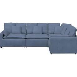 vidaXL Modulaire bank met kussens corduroy stof blauw