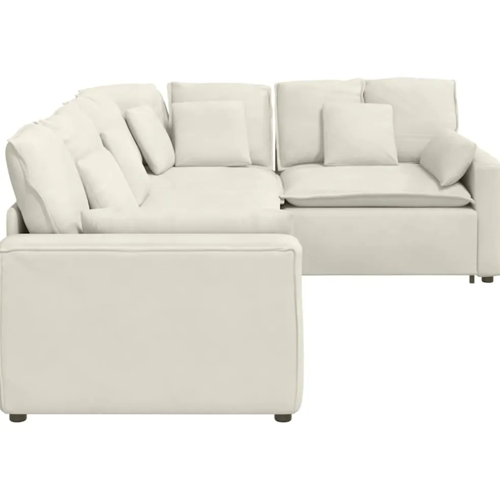 vidaXL Modulaire bank met kussens fluweel crèmekleurig