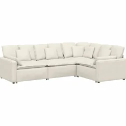 vidaXL Modulaire bank met kussens fluweel crèmekleurig