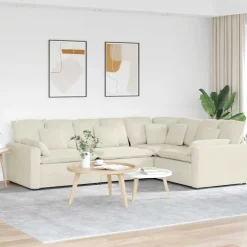 vidaXL Modulaire bank met kussens fluweel crèmekleurig