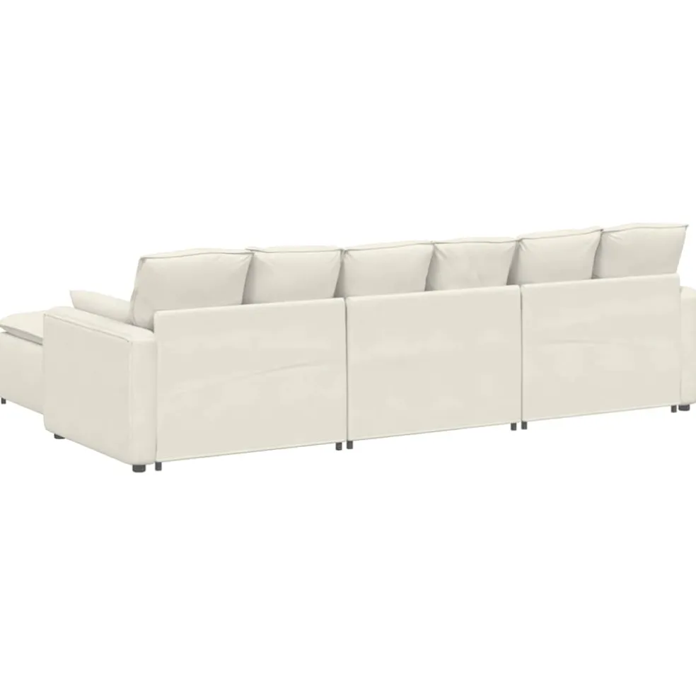 vidaXL Modulaire bank met voetenbank en kussens crèmekleurig