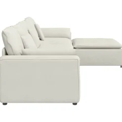 vidaXL Modulaire bank met voetenbank en kussens crèmekleurig