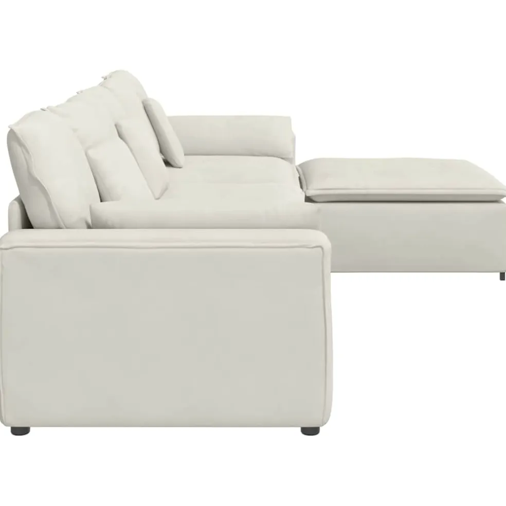 vidaXL Modulaire bank met voetenbank en kussens crèmekleurig