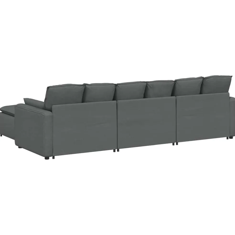 vidaXL Modulaire bank met voetenbank en kussens donkergrijs