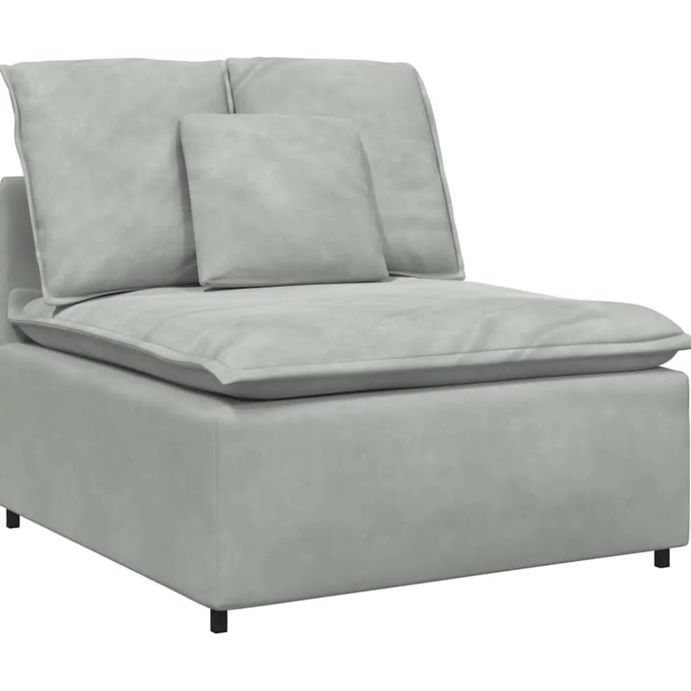 vidaXL Modulaire bank met voetenbank en kussens lichtgrijs