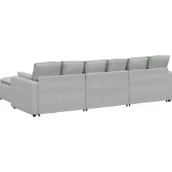 vidaXL Modulaire bank met voetenbank en kussens lichtgrijs