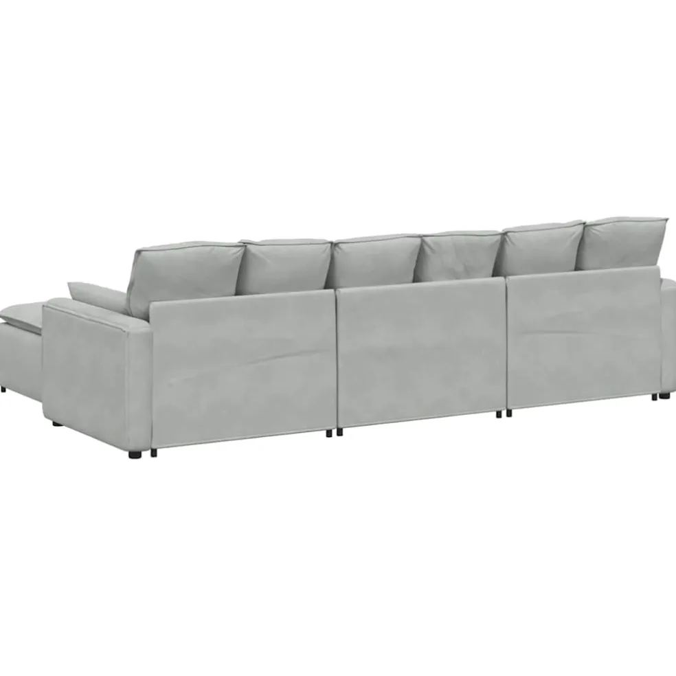 vidaXL Modulaire bank met voetenbank en kussens lichtgrijs