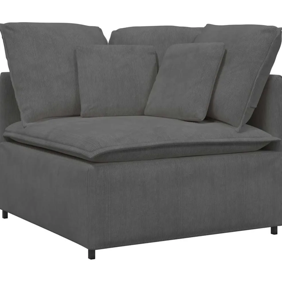 vidaXL Modulaire bank met voetenbank&kussens corduroy stof donkergrijs