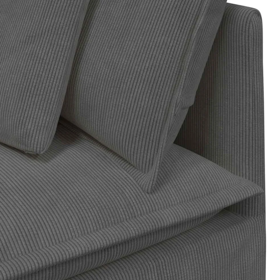 vidaXL Modulaire bank met voetenbank&kussens corduroy stof donkergrijs