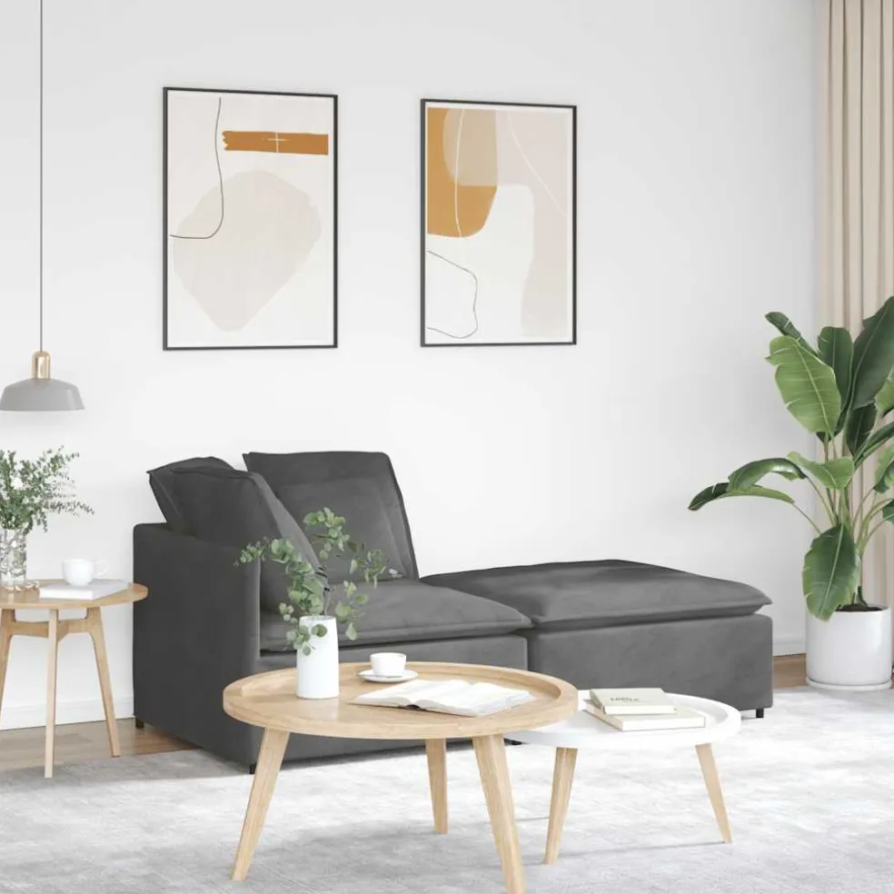 vidaXL Modulaire bank met voetenbank&kussens corduroy stof donkergrijs