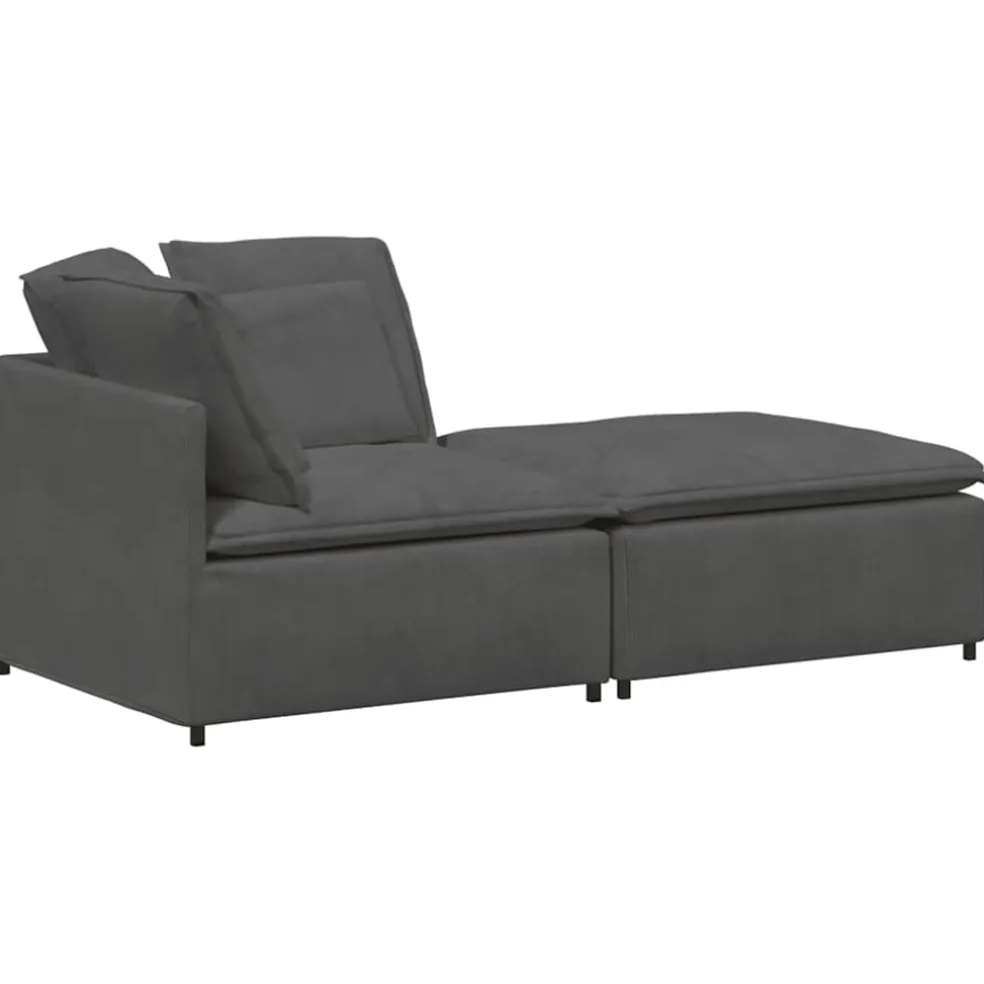 vidaXL Modulaire bank met voetenbank&kussens corduroy stof donkergrijs