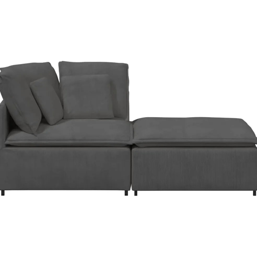 vidaXL Modulaire bank met voetenbank&kussens corduroy stof donkergrijs