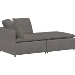 vidaXL Modulaire bank met voetenbank&kussens corduroy stof lichtgrijs