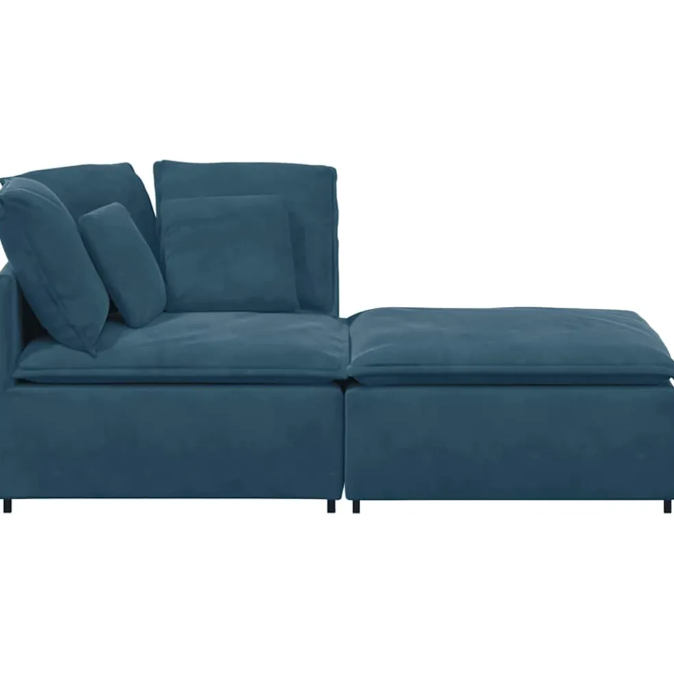 vidaXL Modulaire bank met voetenbank en kussens fluweel blauw