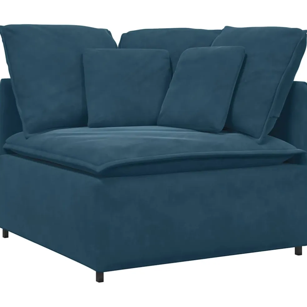 vidaXL Modulaire bank met voetenbank en kussens fluweel blauw