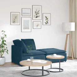 vidaXL Modulaire bank met voetenbank en kussens fluweel blauw