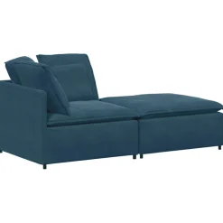 vidaXL Modulaire bank met voetenbank en kussens fluweel blauw