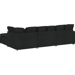 vidaXL Modulaire bank met voetenbank en kussens stof zwart
