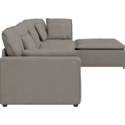 vidaXL Modulaire bank met voetenbank en kussens stof taupe