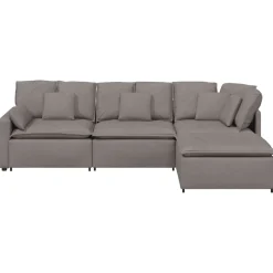vidaXL Modulaire bank met voetenbank en kussens stof taupe