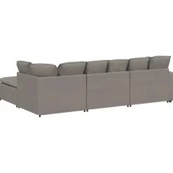 vidaXL Modulaire bank met voetenbank en kussens stof taupe