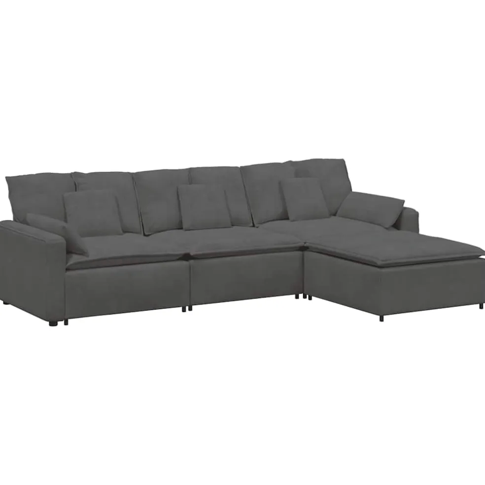 vidaXL Modulaire bank met voetenbank en kussens donkergrijs