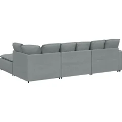 vidaXL Modulaire bank met voetenbank en kussens stof lichtgrijs