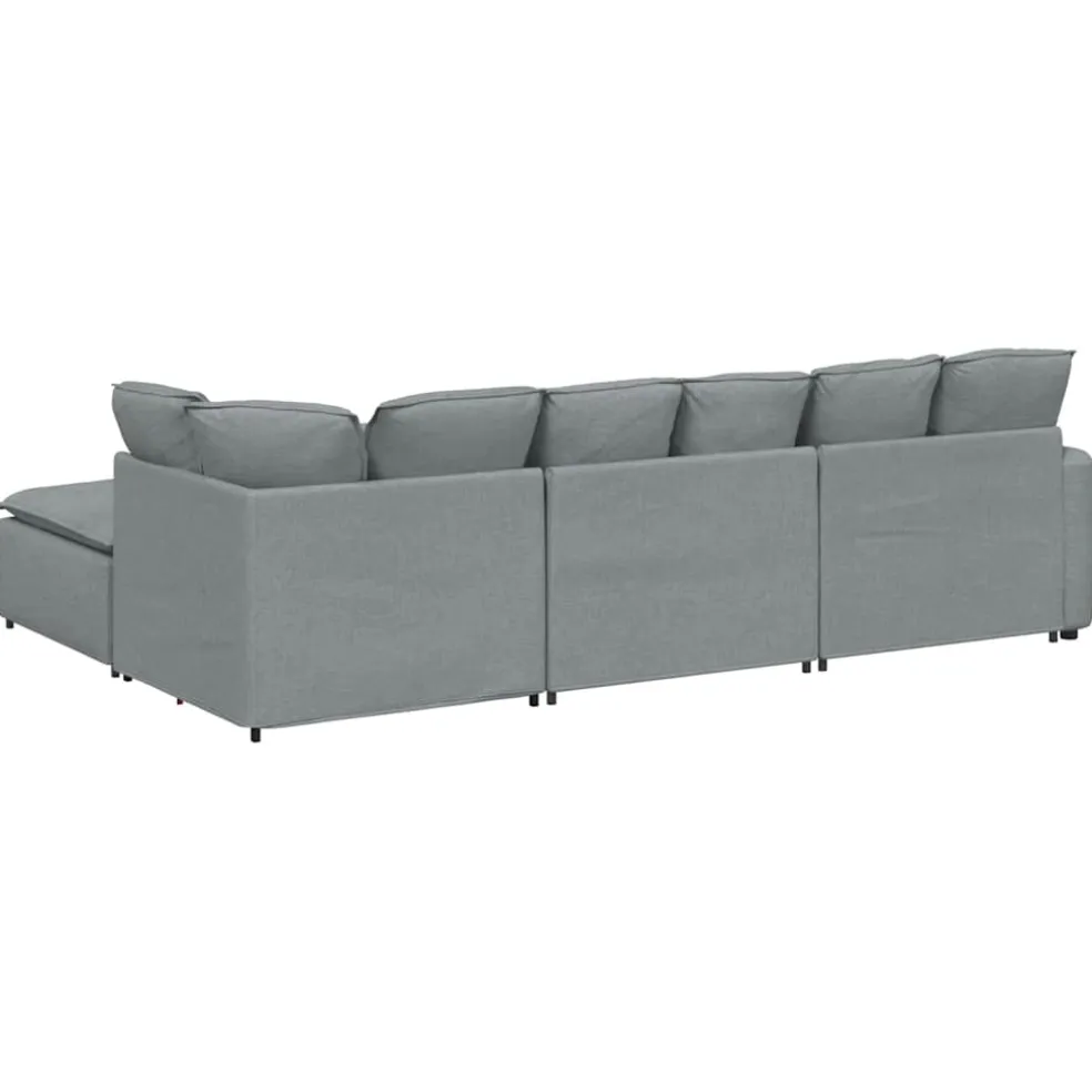 vidaXL Modulaire bank met voetenbank en kussens stof lichtgrijs