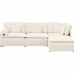vidaXL Modulaire bank met voetenbank&kussens gekrulde wolachtige stof