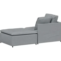 vidaXL Modulaire bank met voetenbank en kussens stof lichtgrijs