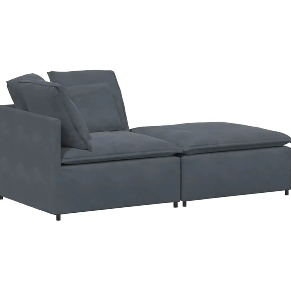 vidaXL Modulaire bank met voetenbank en kussens fluweel donkergrijs