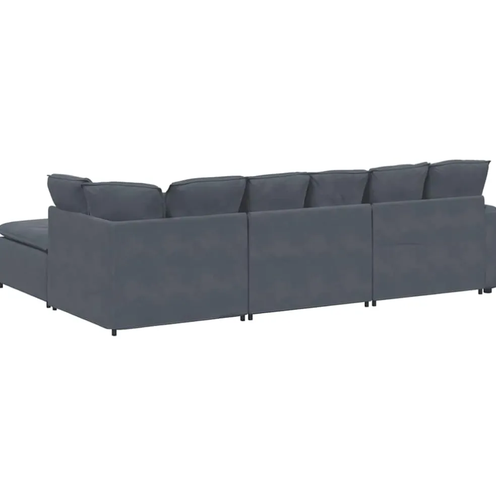 vidaXL Modulaire bank met voetenbank en kussens fluweel donkergrijs