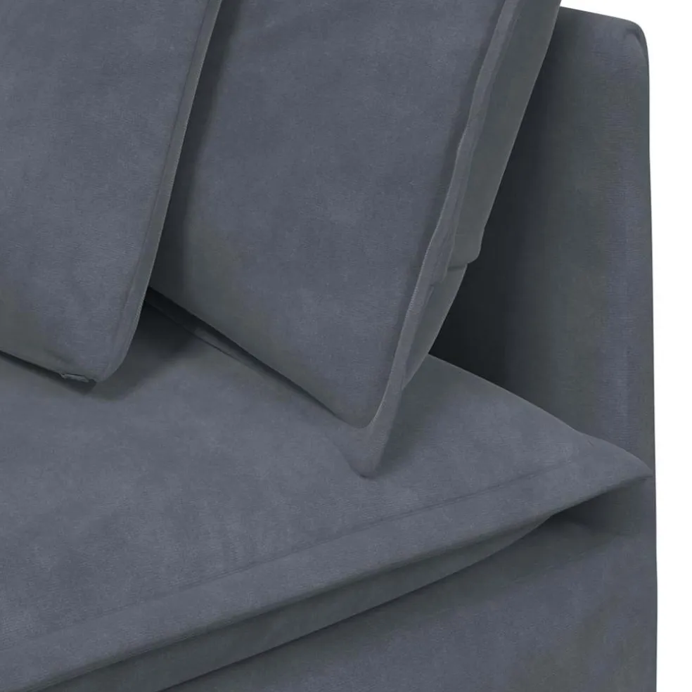 vidaXL Modulaire bank met voetenbank en kussens fluweel donkergrijs