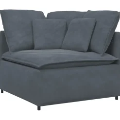 vidaXL Modulaire bank met voetenbank en kussens fluweel donkergrijs