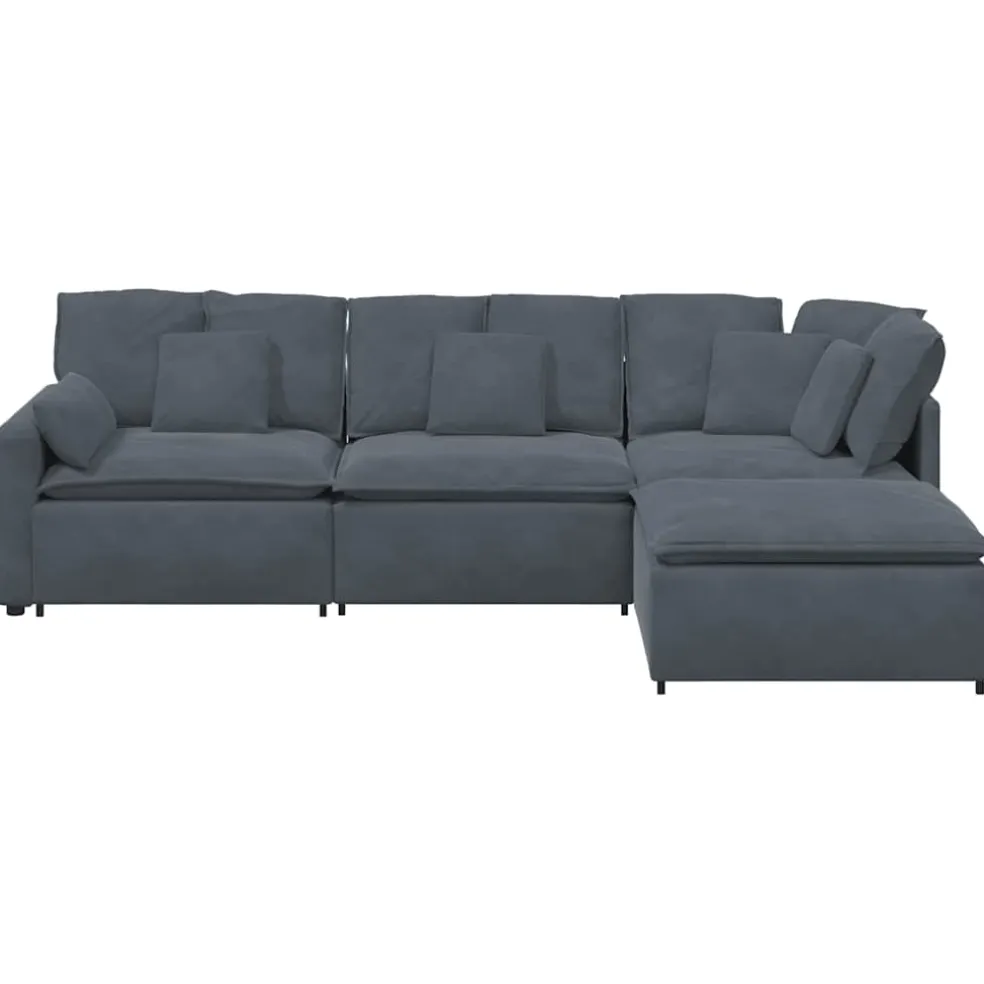 vidaXL Modulaire bank met voetenbank en kussens fluweel donkergrijs